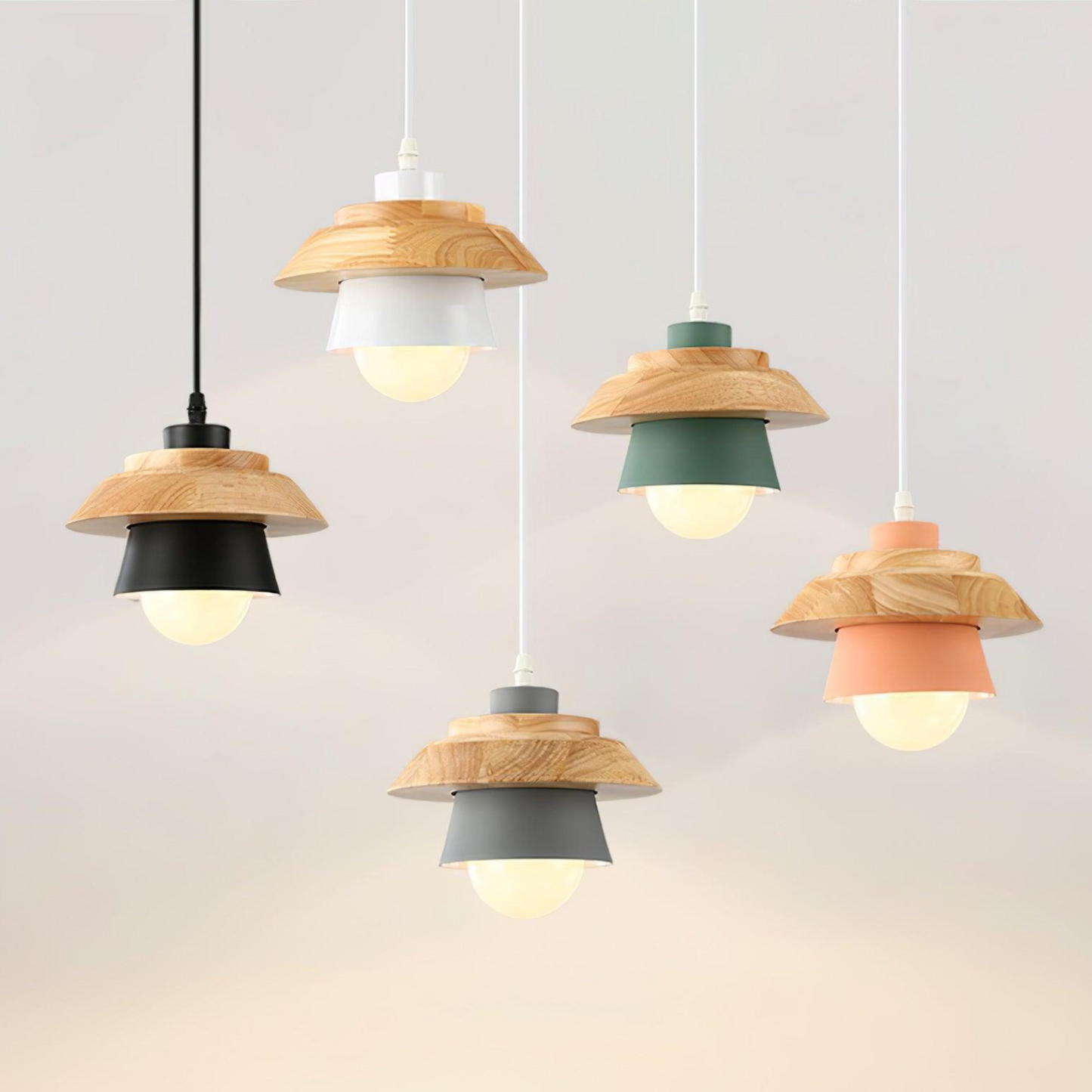 Lustre Bois Rustique et Pierre Naturelle - Foivo