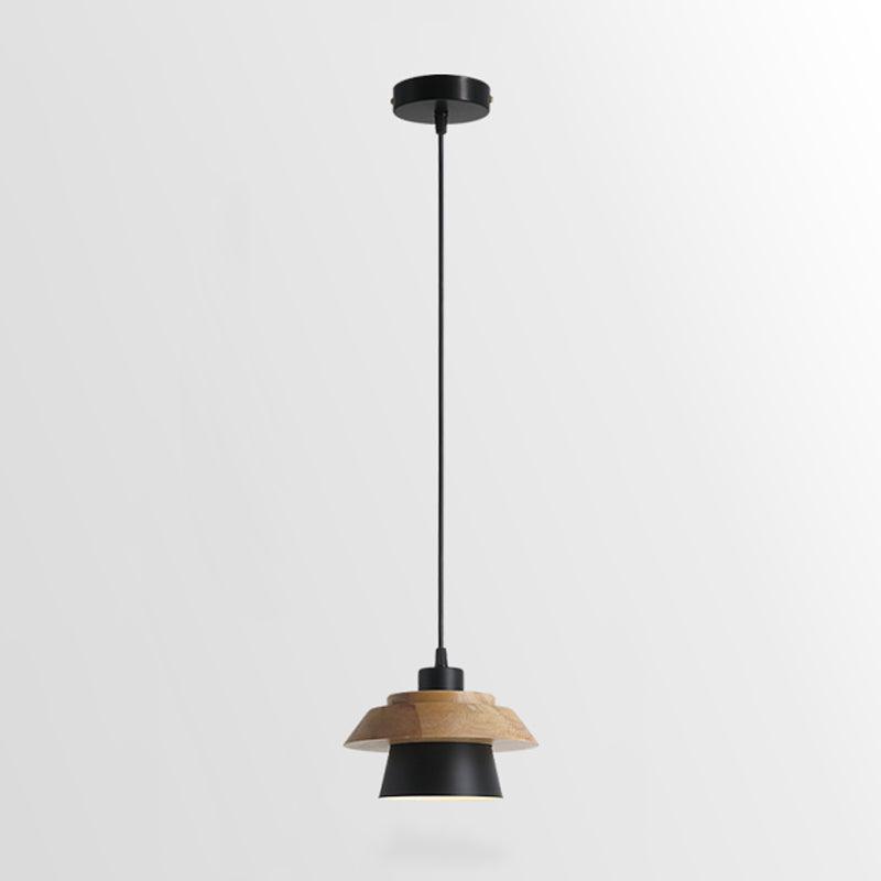 Lustre Bois Rustique et Pierre Naturelle