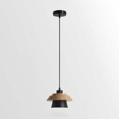 Lustre Bois Rustique et Pierre Naturelle