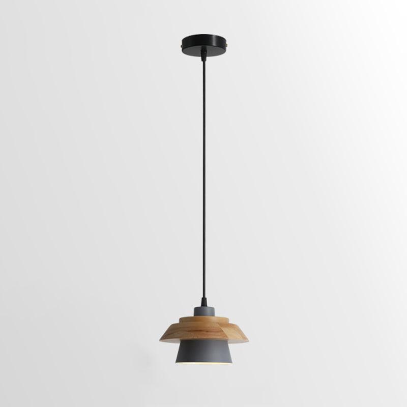 Lustre Bois Rustique et Pierre Naturelle
