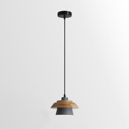 Lustre Bois Rustique et Pierre Naturelle