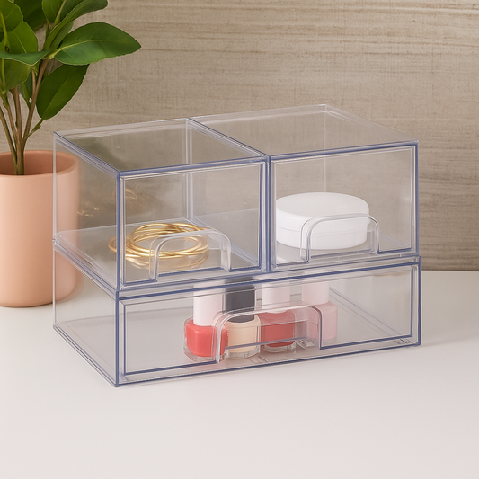 Tiroirs de Rangement Empilables Transparent pour Bureau ou Penderie - BlxckFR