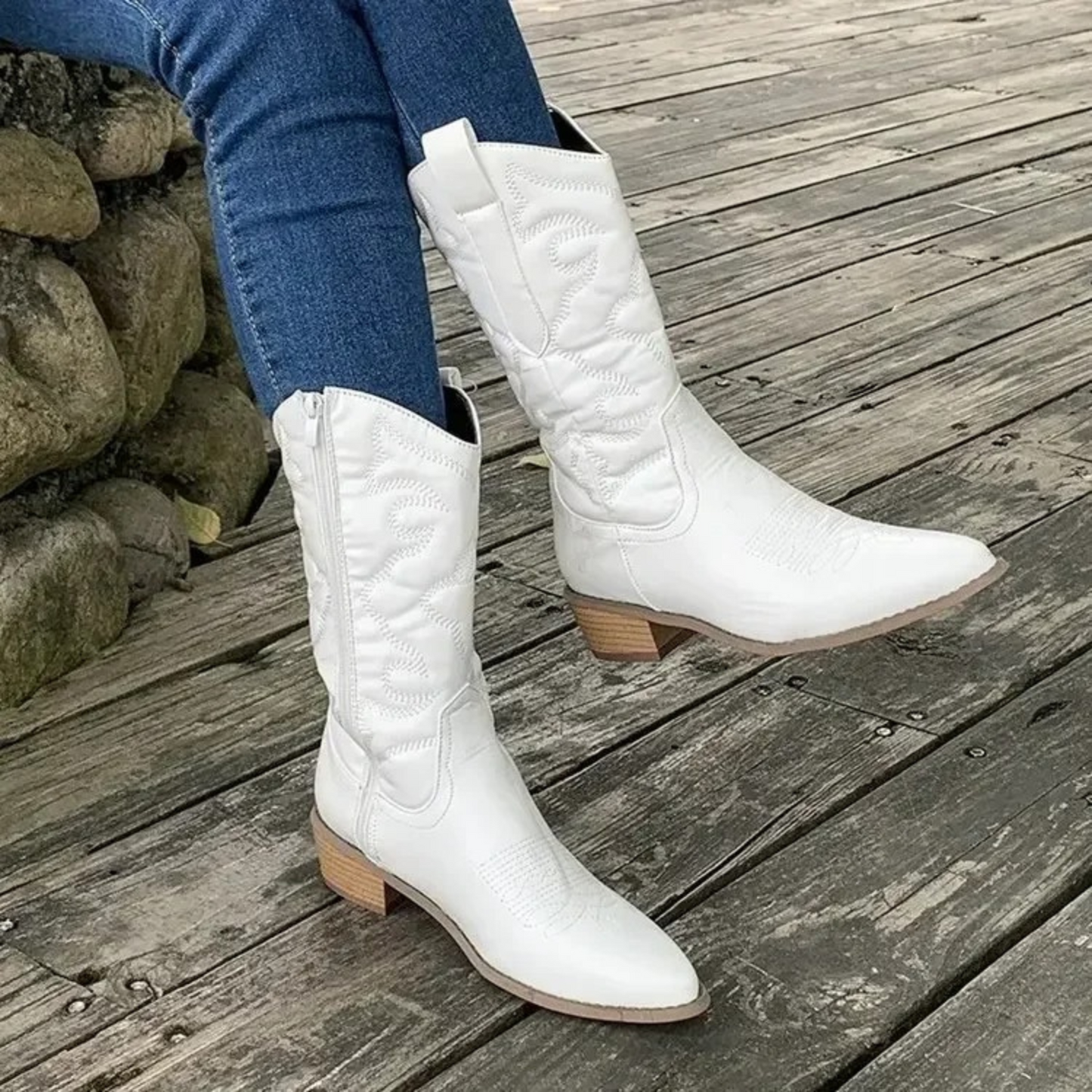 Bottines Blanc Western Féminines Éternelles