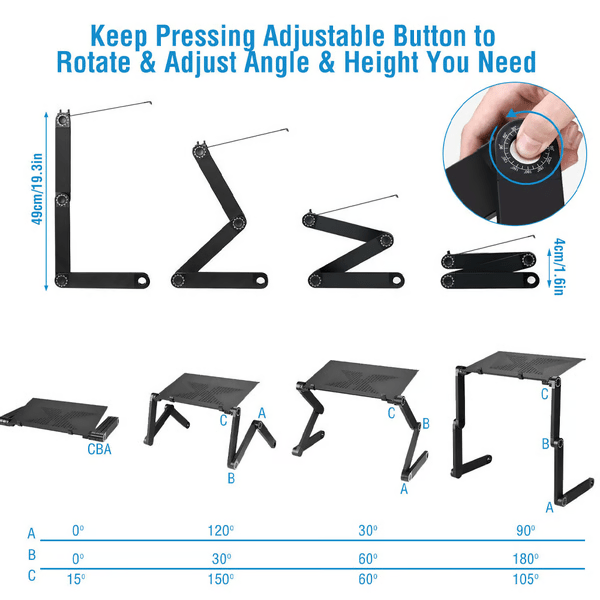 Support Ordinateur Portable Réglable 360° avec Base Robuste et Ouvertures d'Aération 4