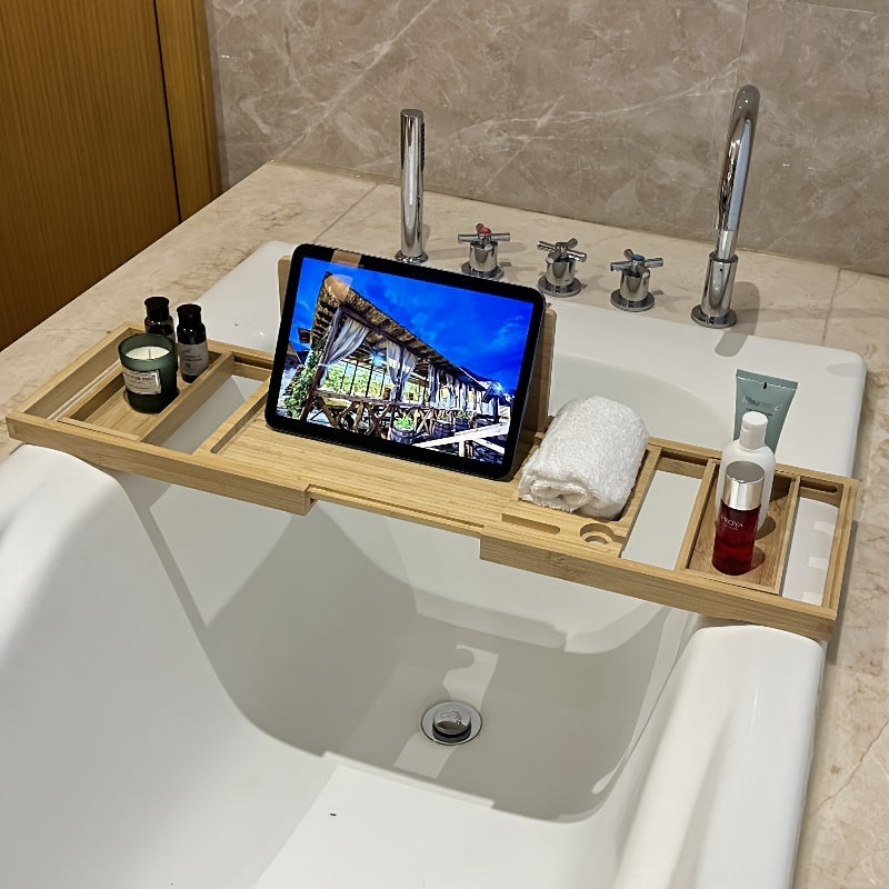 Support de Baignoire Multifonctionnel en Bambou 4