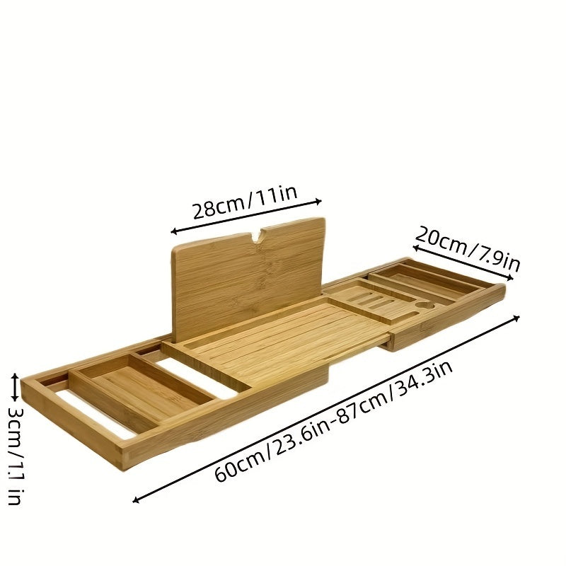 Support de Baignoire Multifonctionnel en Bambou 5
