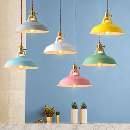 Suspension lumineuse industrielle colorée – Lampe à suspendre style vintage pour cuisine, salon ou salle à manger-lumière-Multicolore-Seul-Oslo France