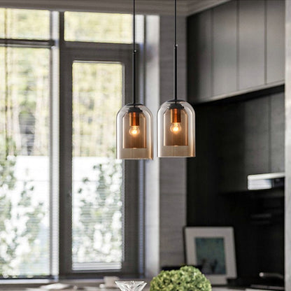 Suspension Luminaire Double Verre Design Moderne 3