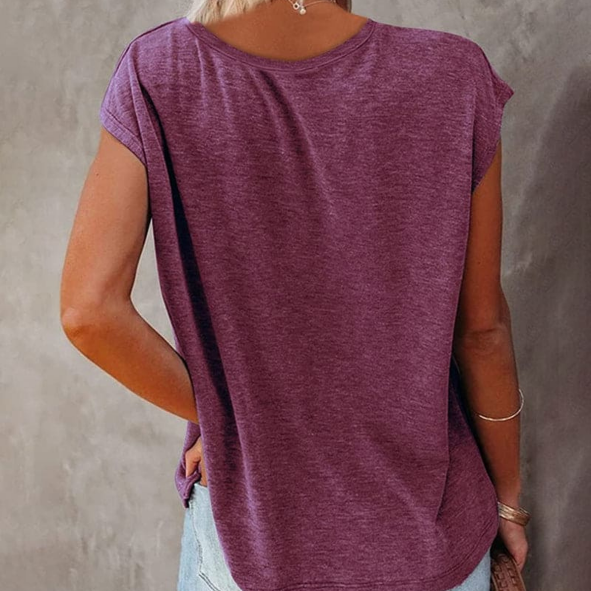 T-Shirt Femme Col en V Décontracté 2