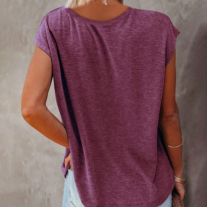 T-Shirt Femme Col en V Décontracté 2