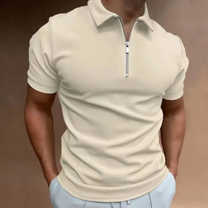 T-shirt Homme à Manches Courtes Col Zippé Confortable et Moderne 4