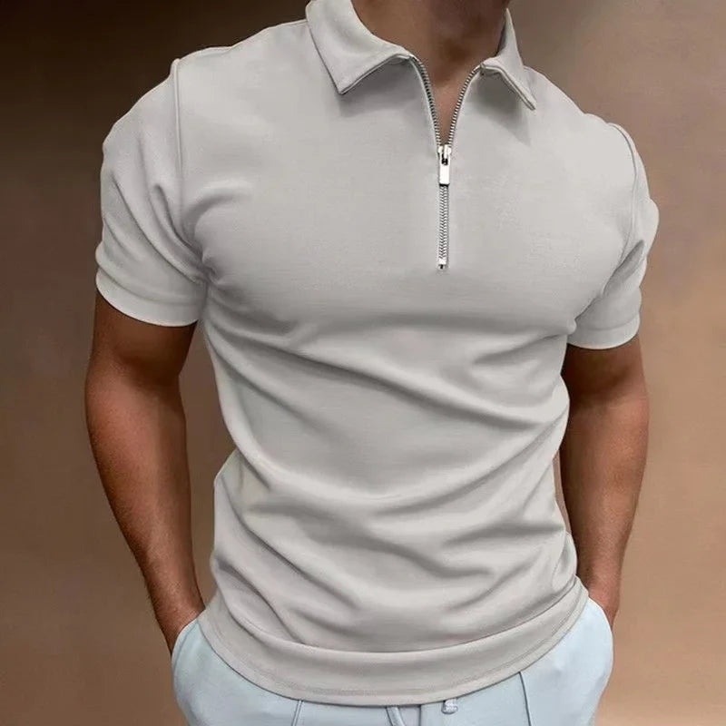 T-shirt Homme à Manches Courtes Col Zippé Confortable et Moderne 5
