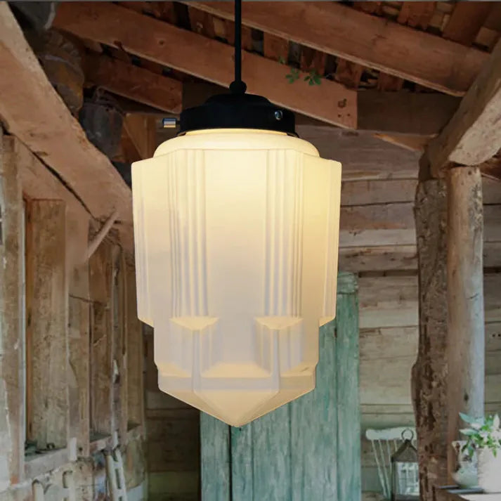 Luminaire en Verre Blanc Suspendu – Éclairage Chic Rétro