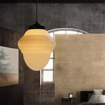Luminaire en Verre Blanc Suspendu – Éclairage Chic Rétro