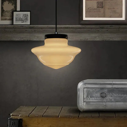 Luminaire en Verre Blanc Suspendu – Éclairage Chic Rétro
