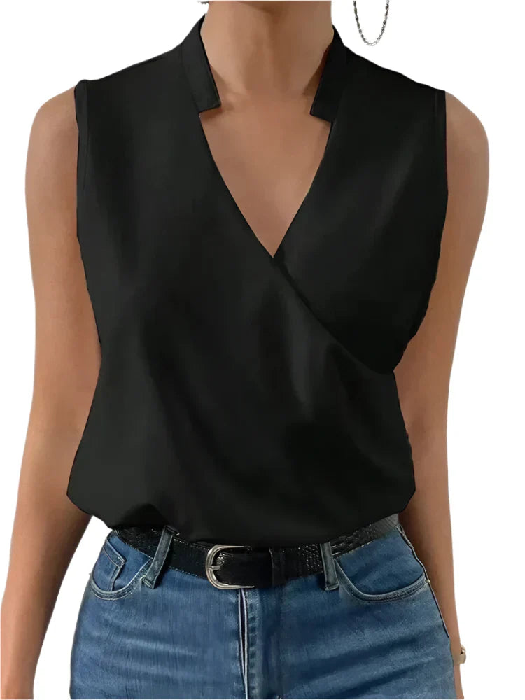 Blouse Femme Élégante Sans Manches Col en V