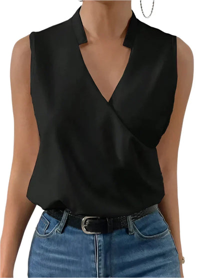 Blouse Femme Élégante Sans Manches Col en V