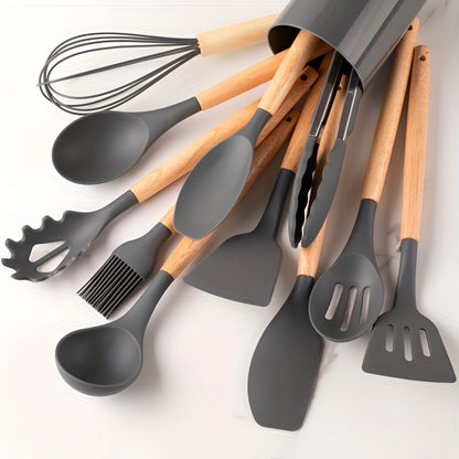 Ustensiles de Cuisine en Silicone et Bambou