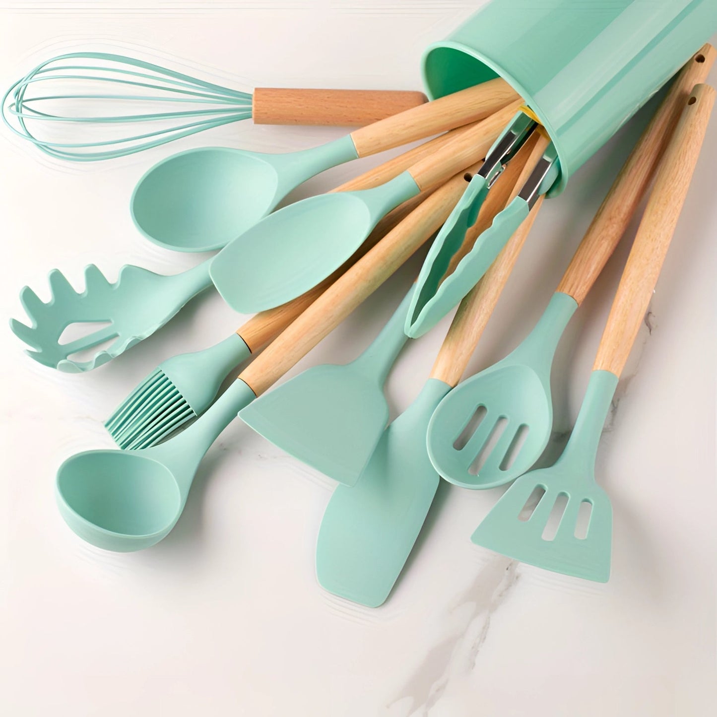 Ustensiles de Cuisine en Silicone et Bambou