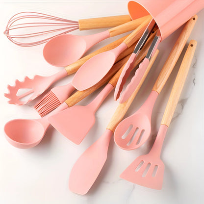 Ustensiles de Cuisine en Silicone et Bambou