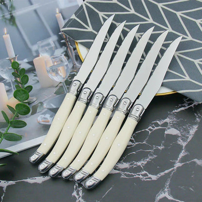 Couverts Luxe en Inox avec Manches Blancs - Foivo