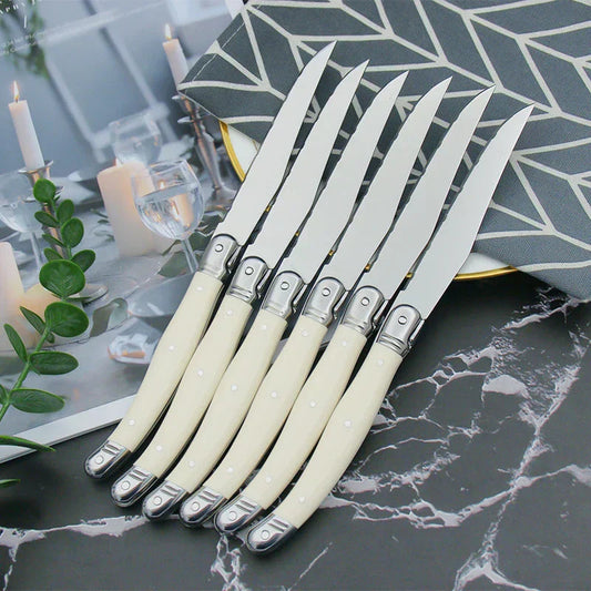 Couverts Luxe en Inox avec Manches Blancs - Foivo