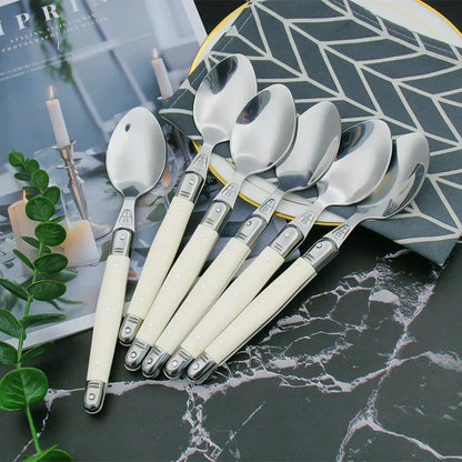 Couverts Luxe en Inox avec Manches Blancs