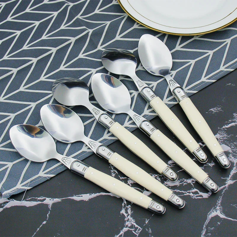 Couverts Luxe en Inox avec Manches Blancs