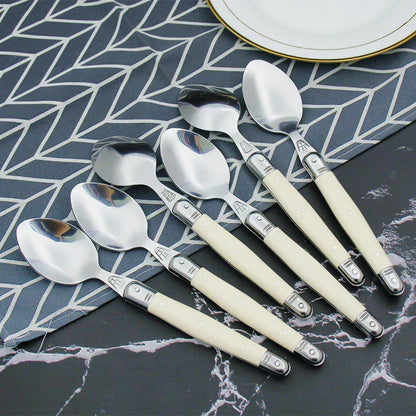 Couverts Luxe en Inox avec Manches Blancs