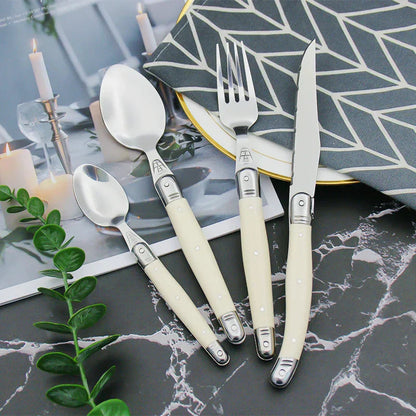 Couverts Luxe en Inox avec Manches Blancs