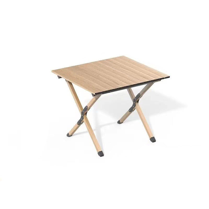 Table de camping pliable portable avec surface en bois durable 2