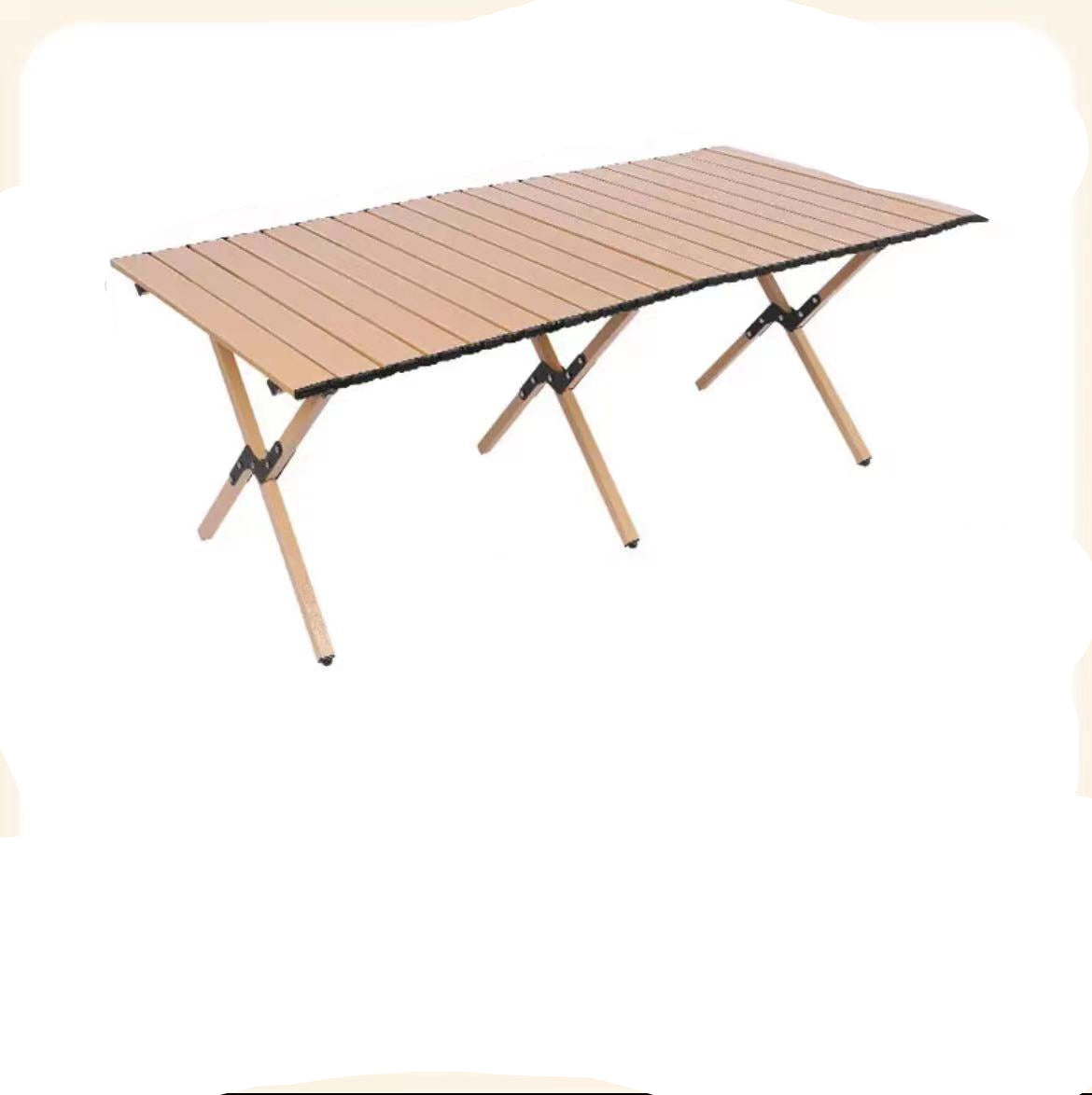 Table de camping pliable portable avec surface en bois durable 3