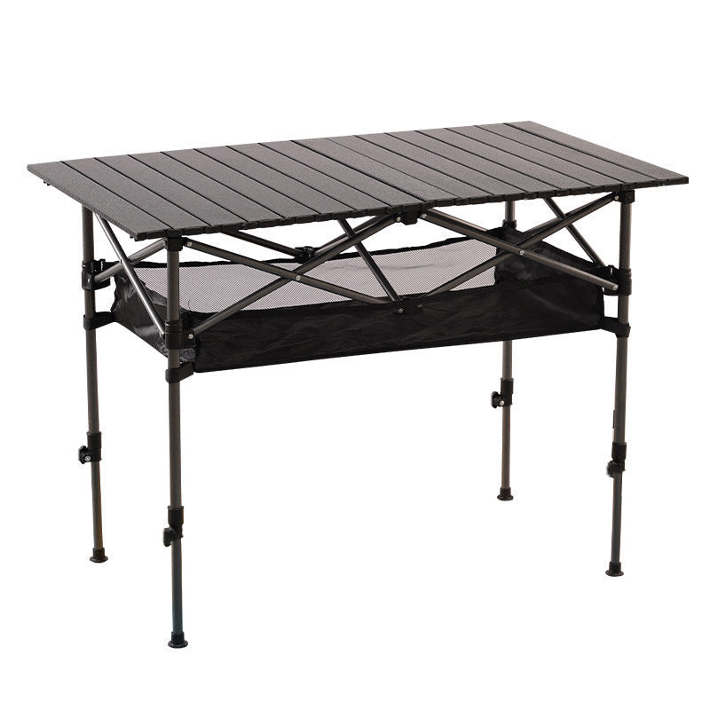 Table de camping pliable stable avec surface en bois 2