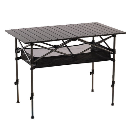Table de camping pliable stable avec surface en bois 2