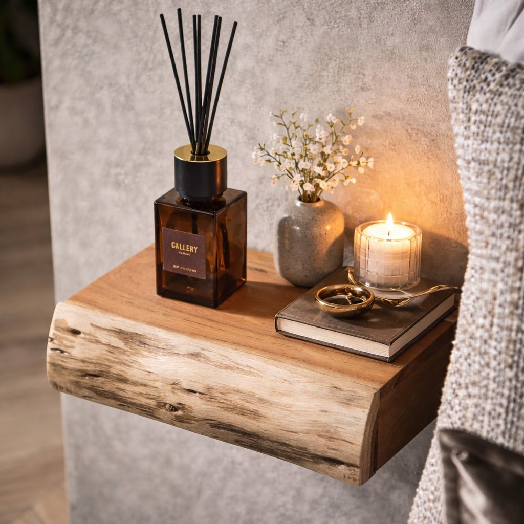Table de chevet Suspendue Femme Bois dacacia Design Compact - Foivo