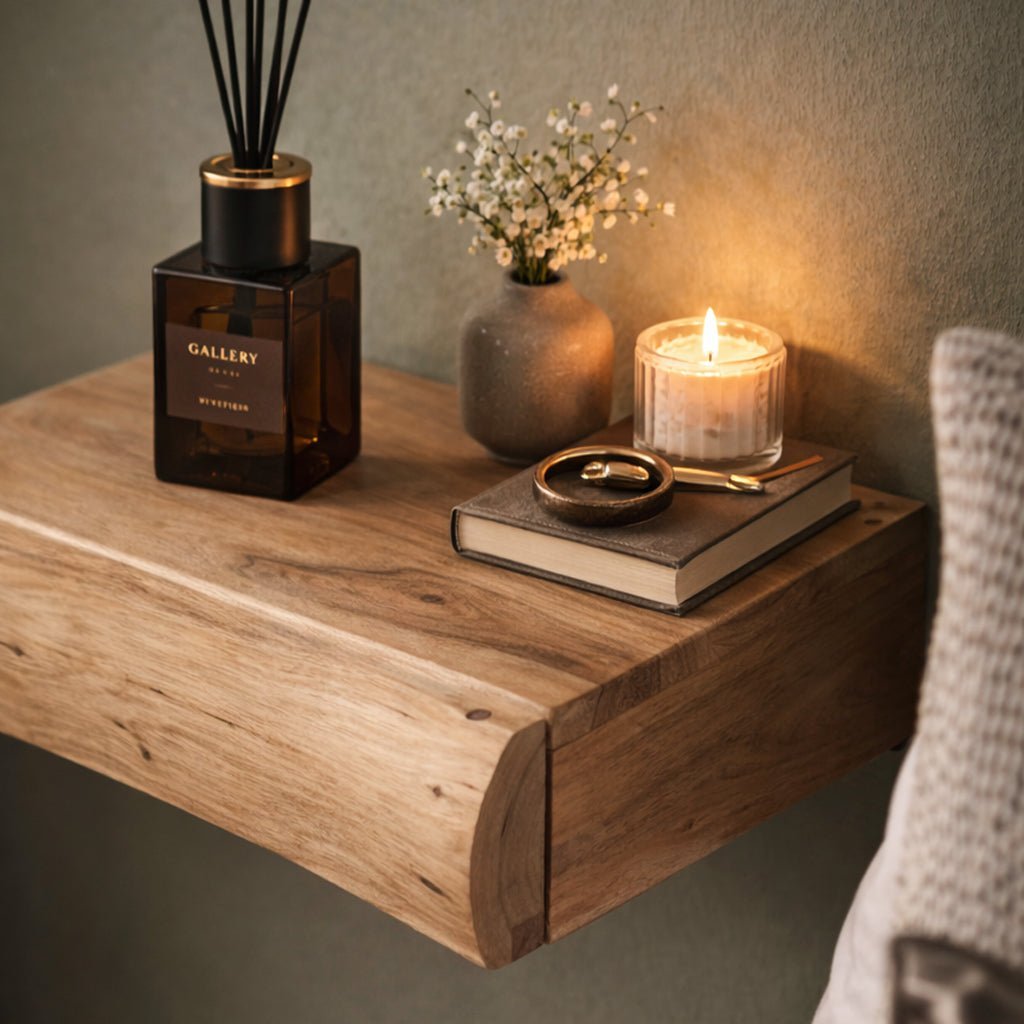 Table de chevet Suspendue Femme Bois dacacia Design Compact