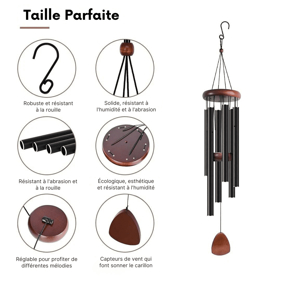 Carillon Éolien Aluminium Sons Profonds Apaisants
