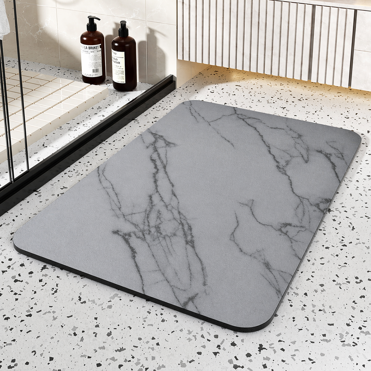 Tapis de Salle de Bain Anti-dérapant – Absorbant, Séchage Rapide-salle de bain-Gris-40 × 60 cm-Oslo France