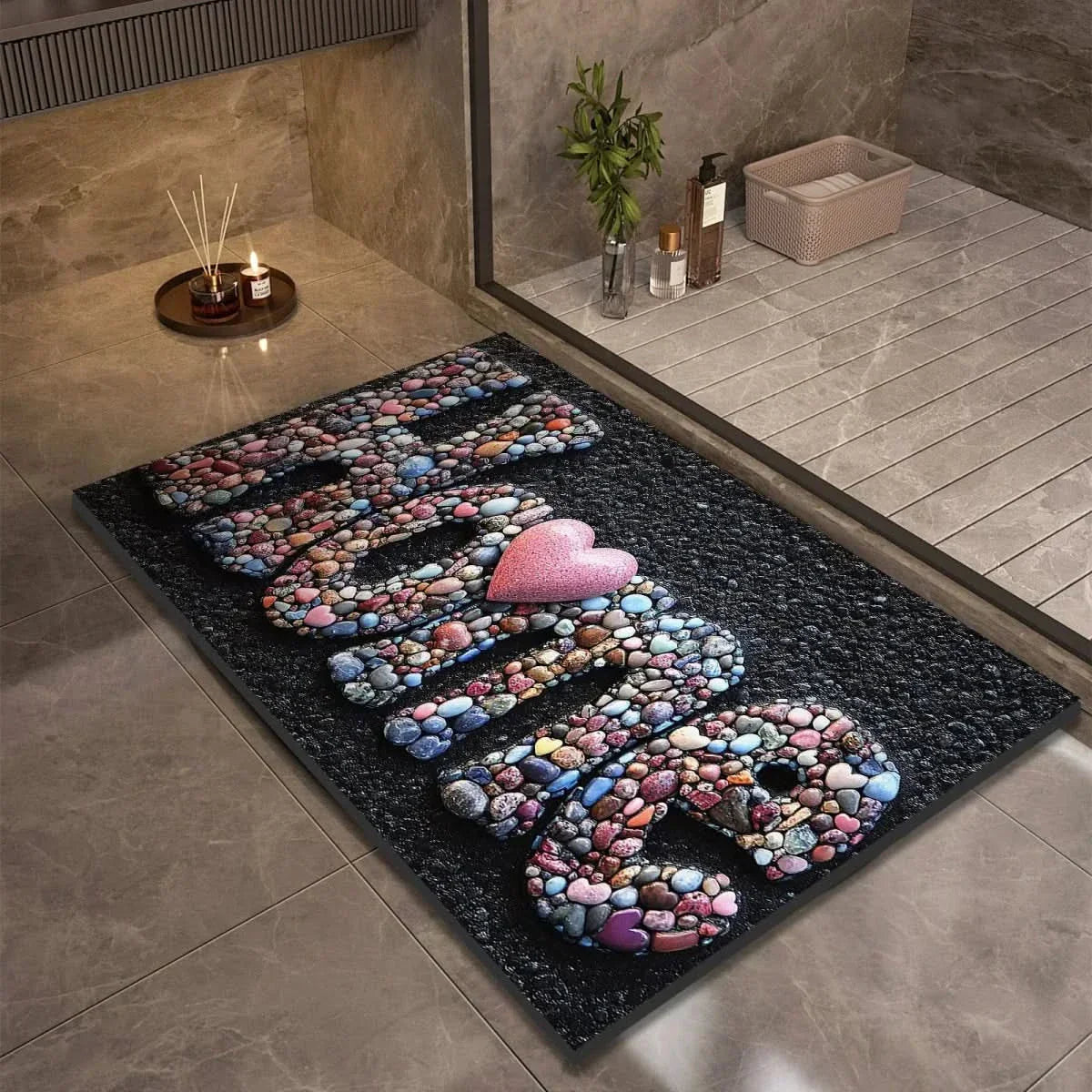Tapis de bain, tapis de sol antidérapant pour salle de bain, design naturel et décoratif-salle de bain-3-40 cm x 60cm-Oslo France