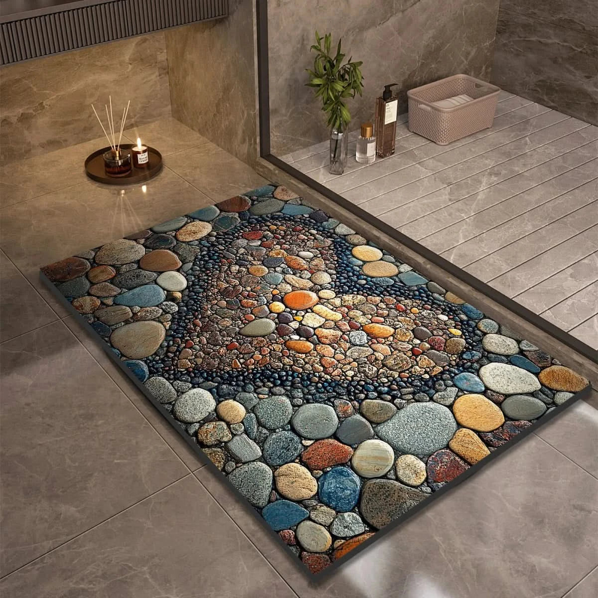 Tapis de bain, tapis de sol antidérapant pour salle de bain, design naturel et décoratif-salle de bain-Oslo France