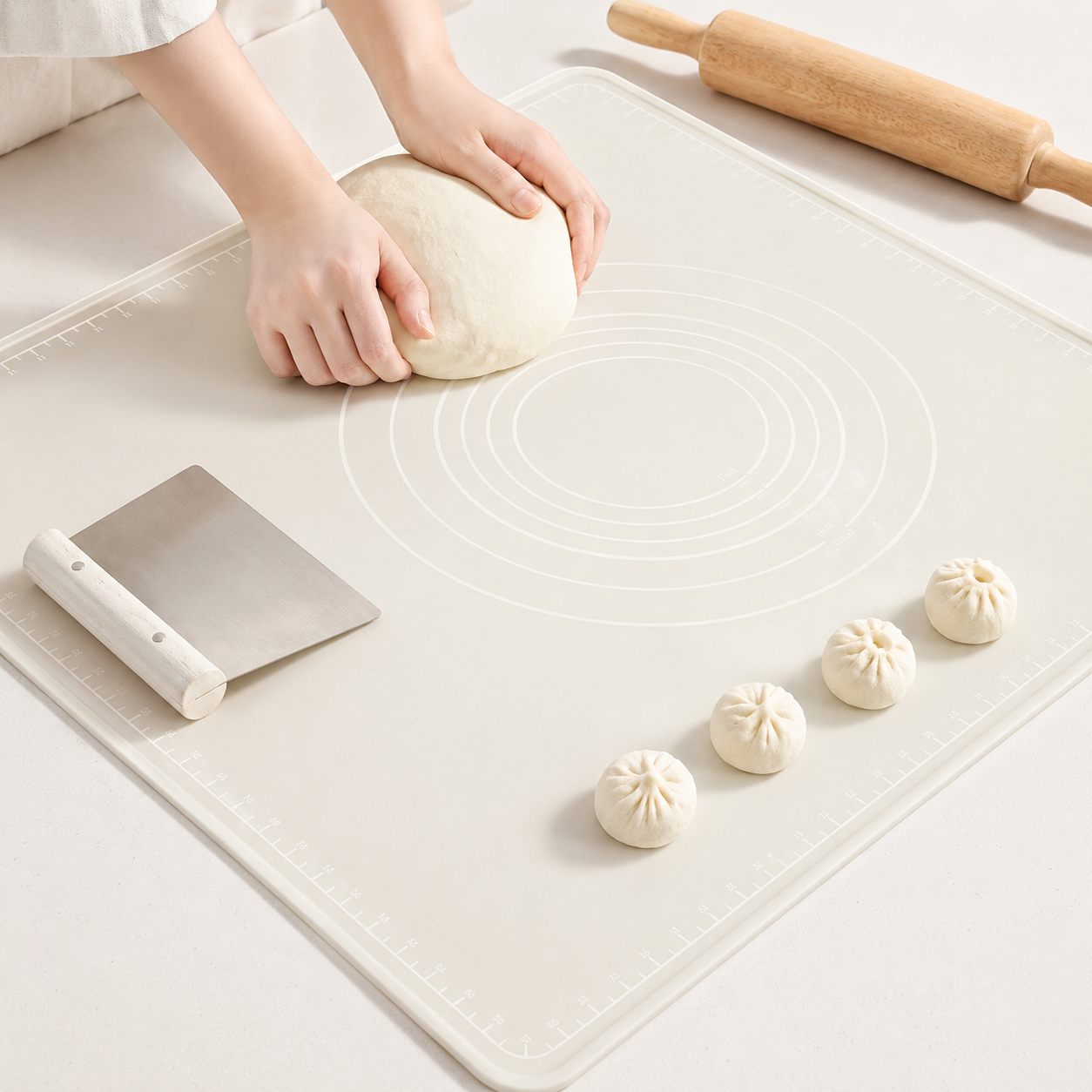 Tapis de pâtisserie en silicone avec grille de mesure et guides circulaires pour femmes 0