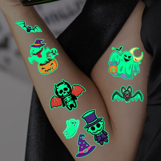 Autocollants Tatouages Éphémères Lumineux pour Halloween - Foivo