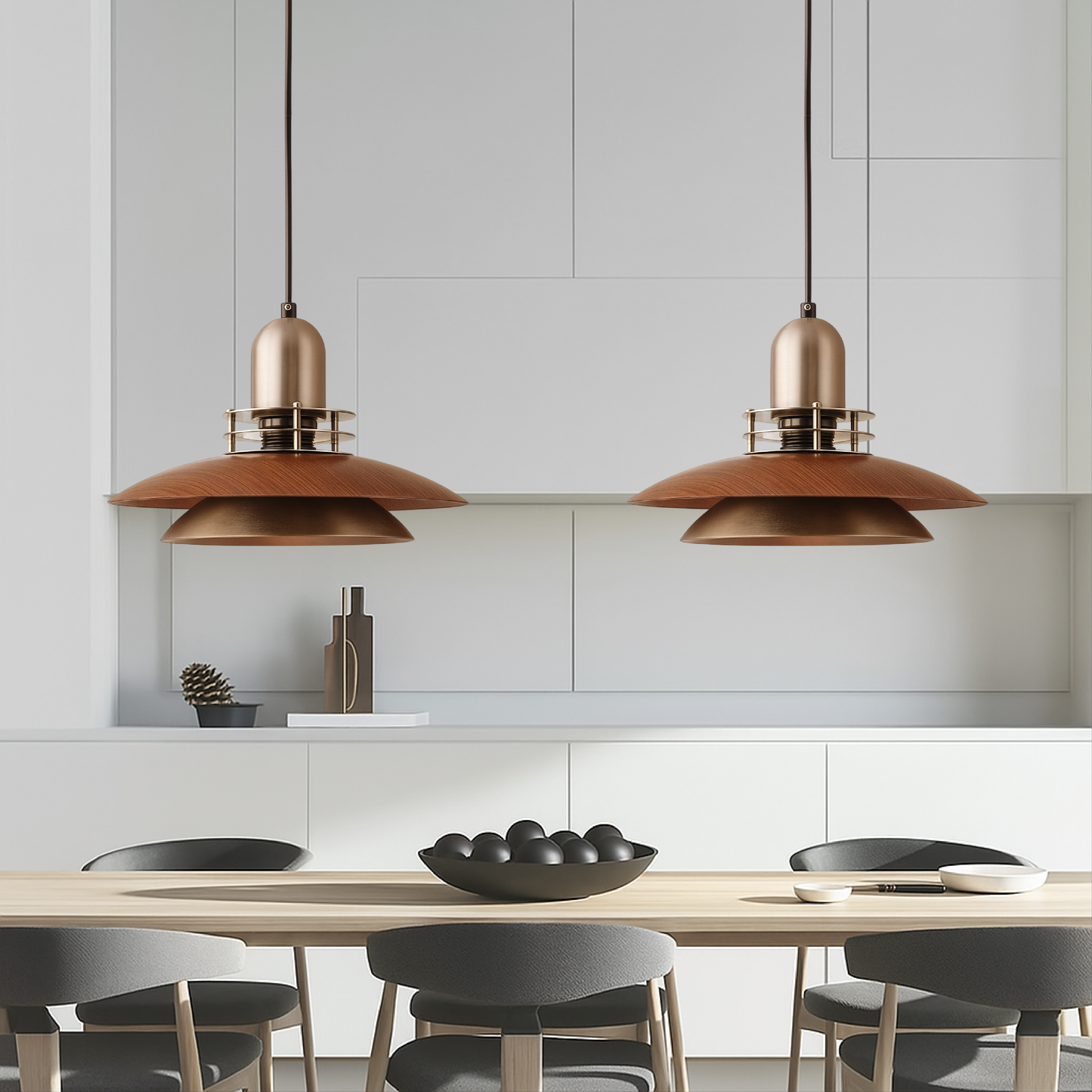 Luminaire Suspendu en Bois Massif Chic