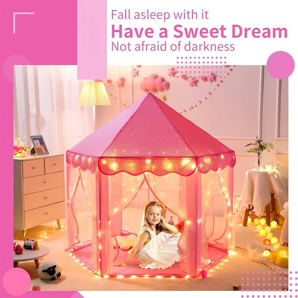 Tente de jeu Enfant pliable avec lumières étoiles et design princesse