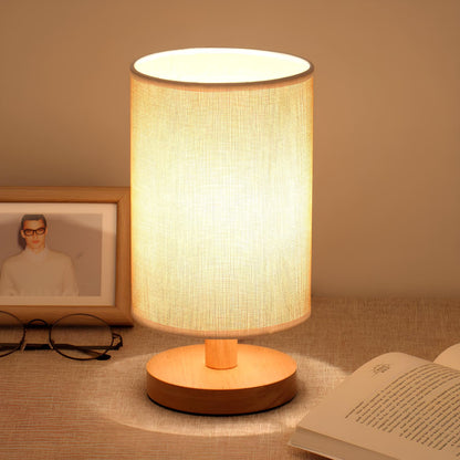 Lampe de Table Bois Naturel Tissu Réglable