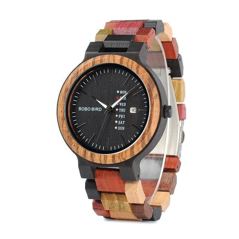 Montre Homme Bois Élégante Quartz avec Date - Foivo
