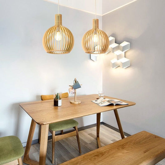 Lampe Suspendue Bois Chalet pour Îlot de Cuisine - Foivo