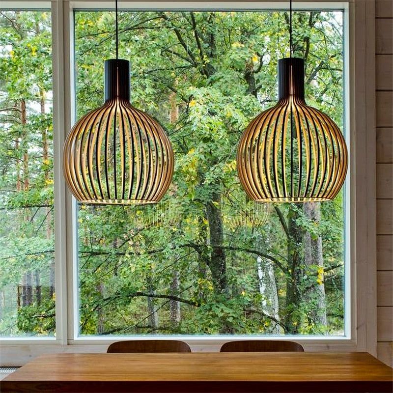 Lampe Suspendue Bois Chalet pour Îlot de Cuisine