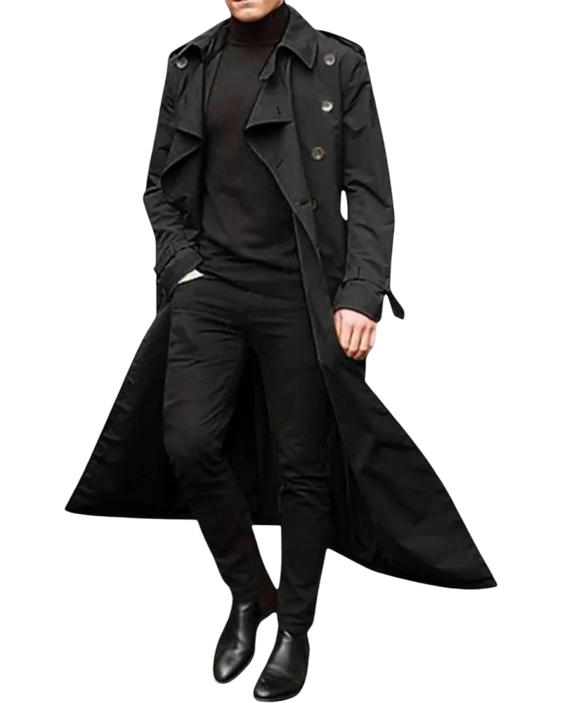 Trench-coat Homme Long Double Boutonnage Classique - Foivo