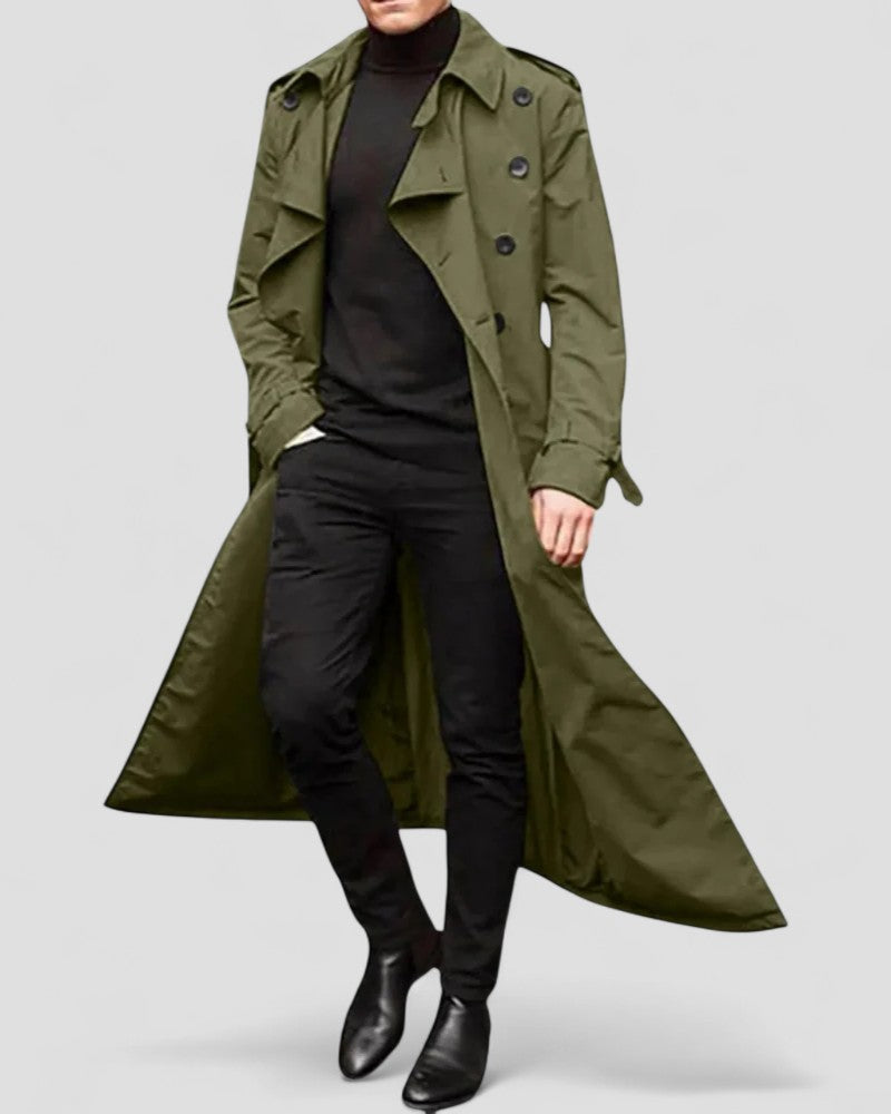 Trench-coat Long pour Hommes à Double Boutonnage 1